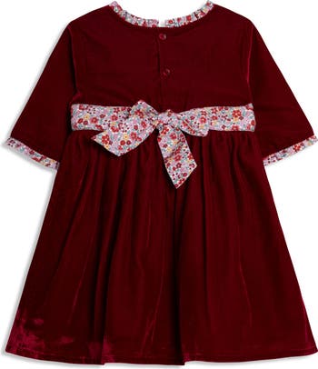 Floral Trim Velvet Dress