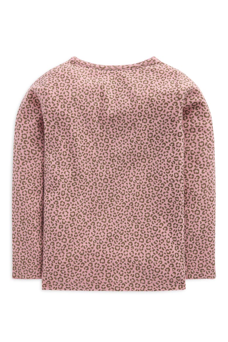 Kids' Leopard Print Long Sleeve Pointelle Tee, Alternate, color, PINK LEOPARD