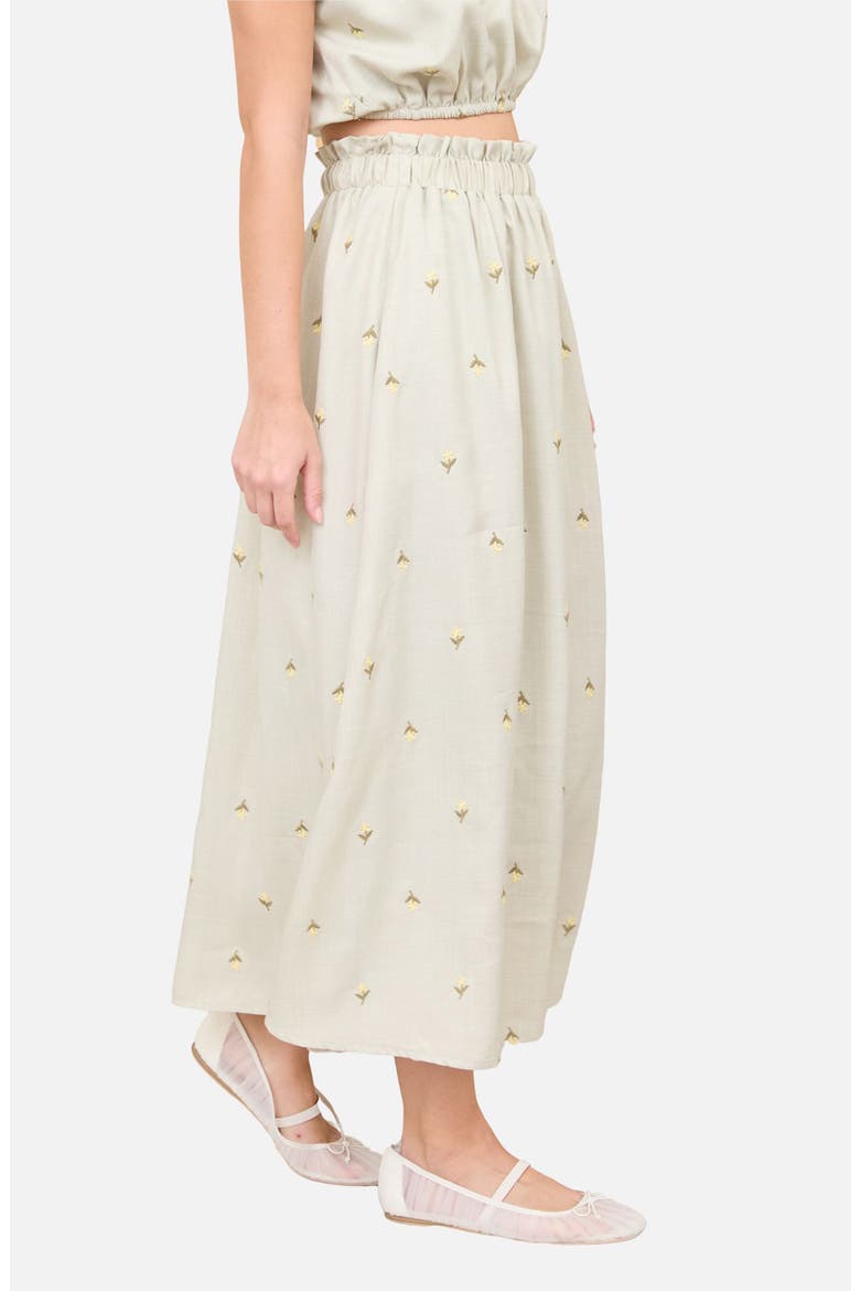 Floral Embroidered Midi Skirt, Alternate, color, LIGHT OLIVE