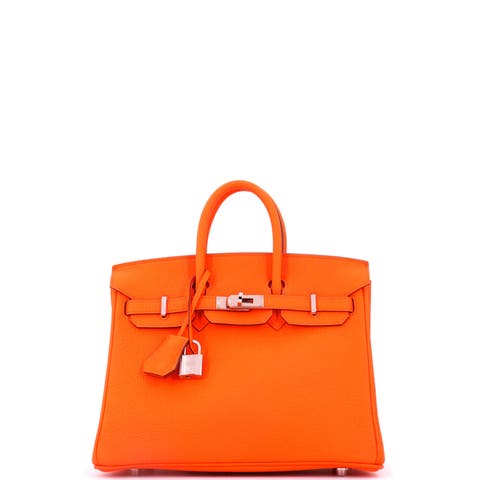 Birkin Handbag Orange Togo With Palladium Hardware 25