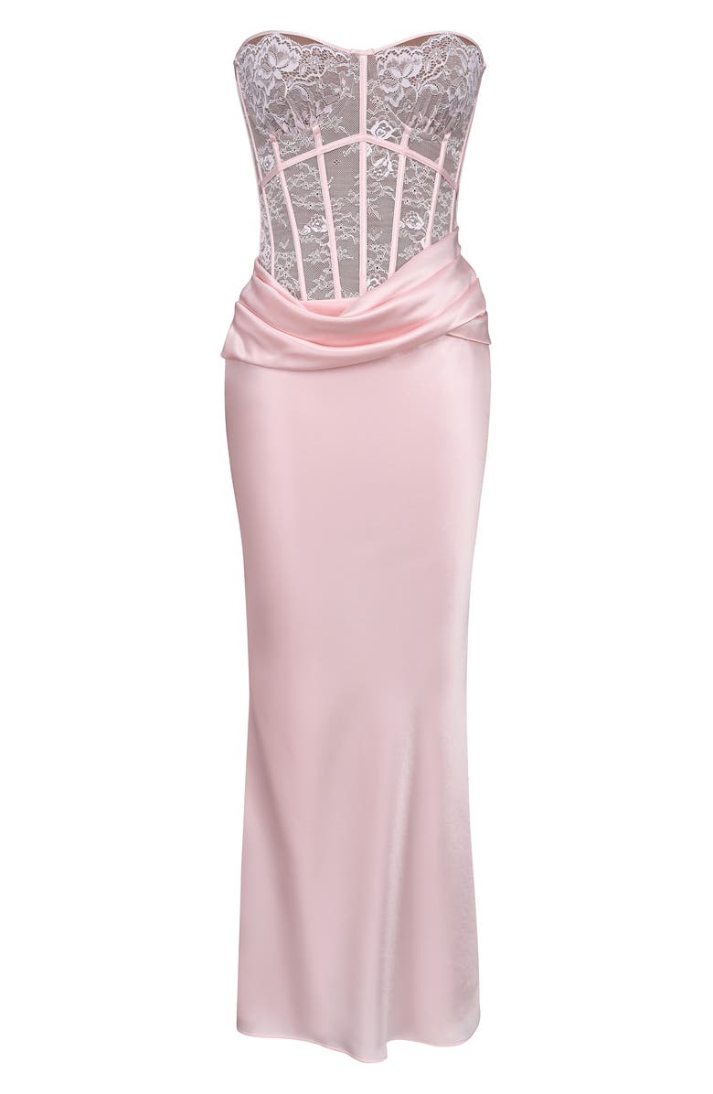 HOUSE OF CB Ayana Strapless Lace & Satin Mermaid Gown, Alternate, color, Pink