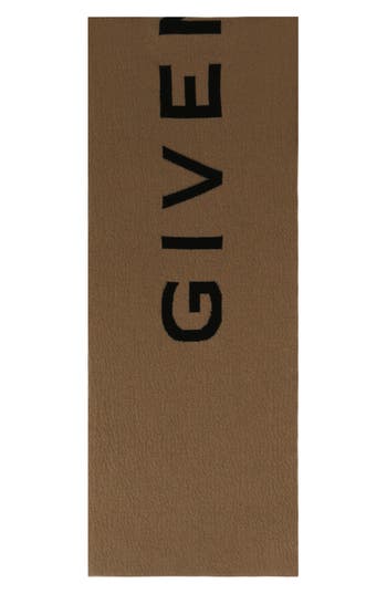 Givenchy Double Face Logo Scarf Man Scarf Multicolored Size - Wool, Cashmere In Havana Black