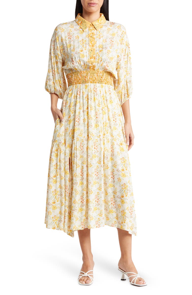 MELLODAY Mixed Print Shirtdress, Main, color, 