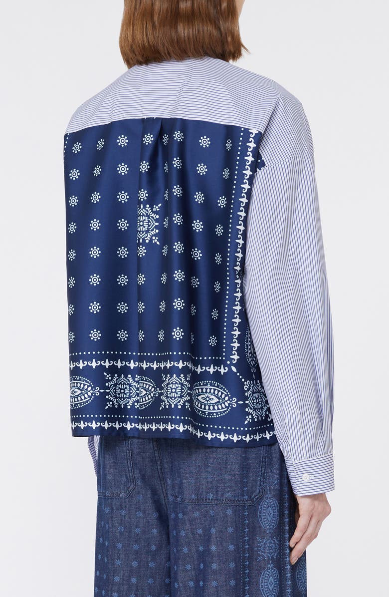 Weekend Max Mara Doria Stripe Colorblock Button-Up Shirt, Alternate, color, Navy