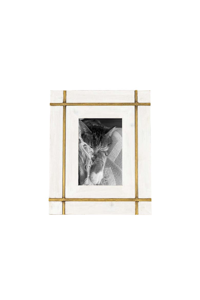 4x6 Bordered White Wood Photo Picture Frame w/ Glass Pane, Main, color, White