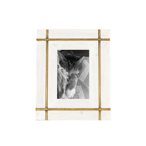 4x6 Bordered White Wood Photo Picture Frame w/ Glass Pane