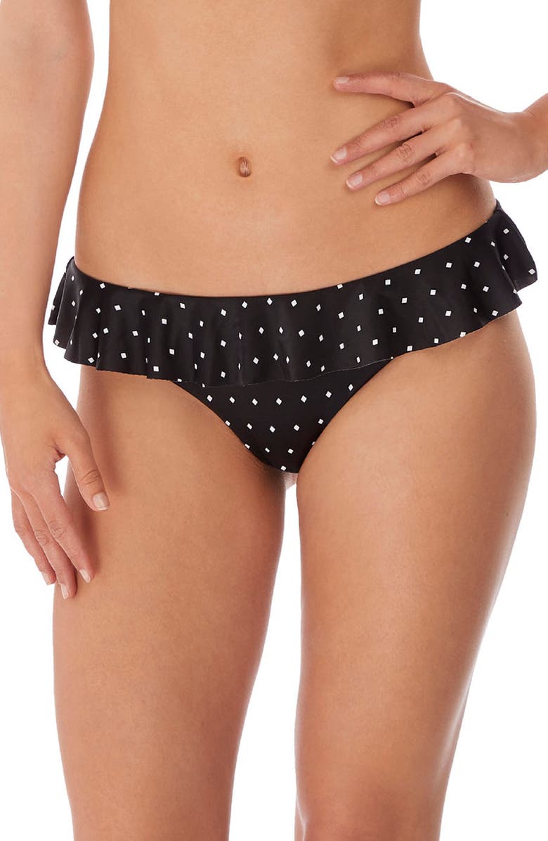 Freya Jewel Cove Italini Frill Bikini Bottoms, Main, color, Black