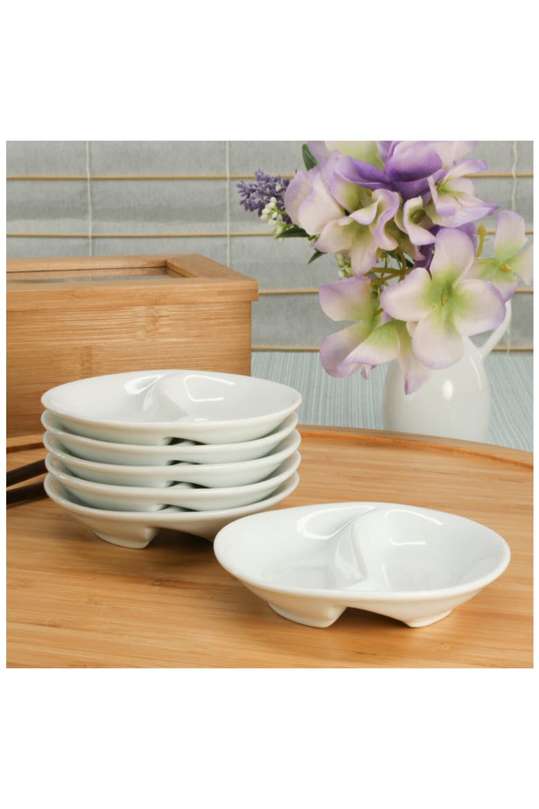 Set of 6 Ying Yang Bowls, Alternate, color, WHITE
