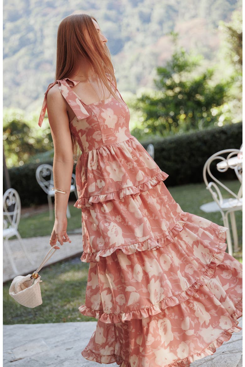 Lavina Floral Tiered Maxi Dress, Alternate, color, TERRACOTTA FLORAL