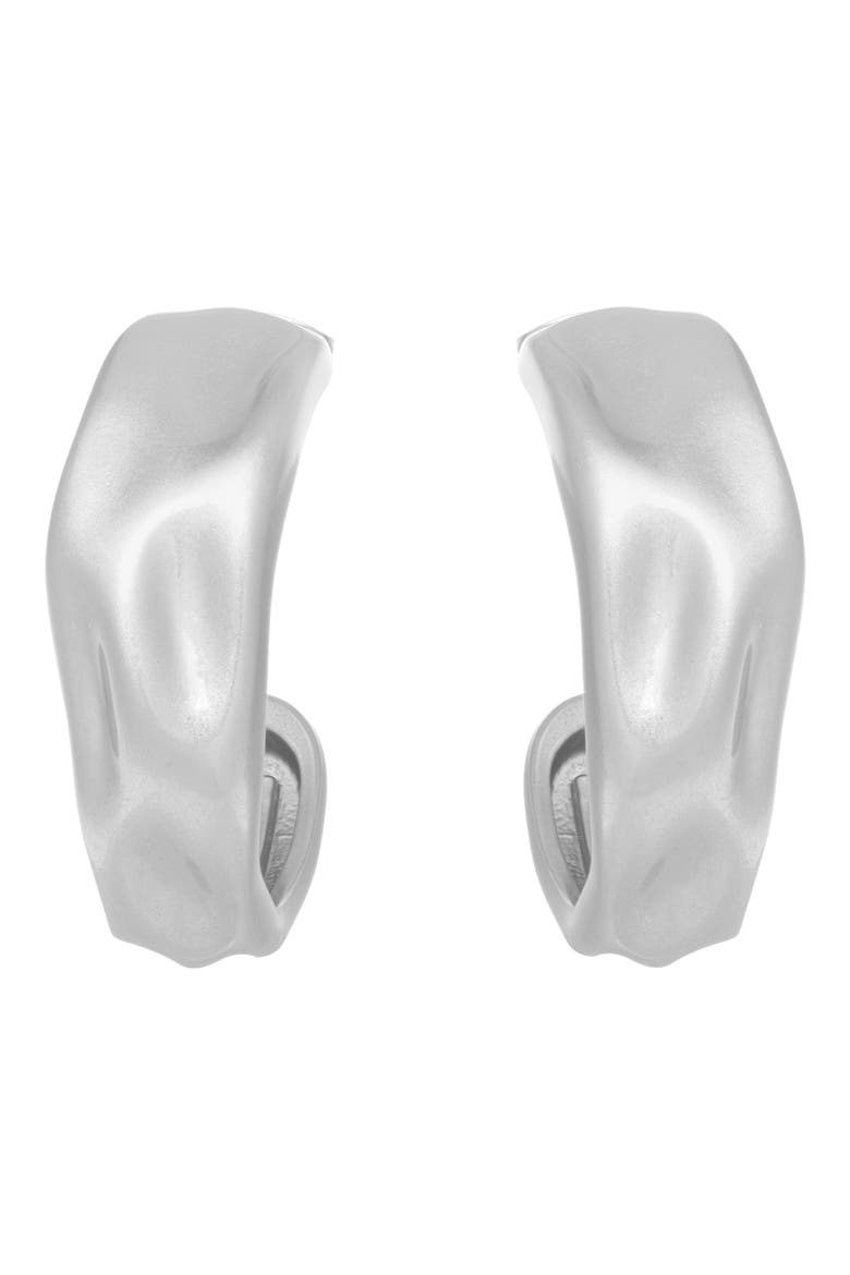Halle Hammered Hoop Earrings, Alternate, color, SILVER TONE