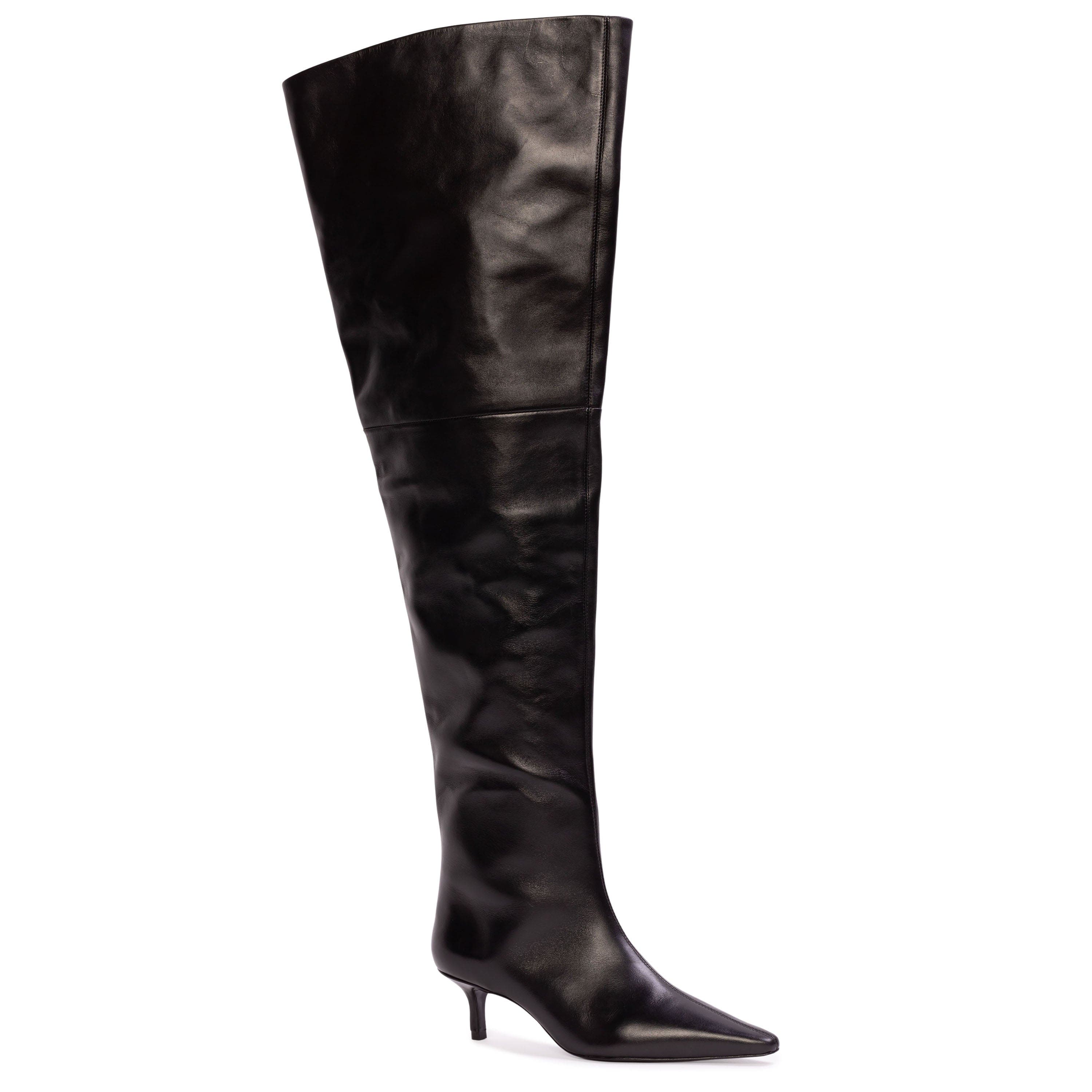 BLACK SUEDE STUDIO Kira 50 Thigh High Boot, Alternate, color, Black Leather