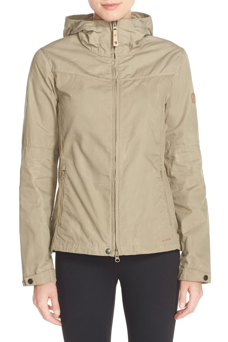 'Stina' Hooded Water Resistant Jacket, Main, color, LIGHT KHAKI