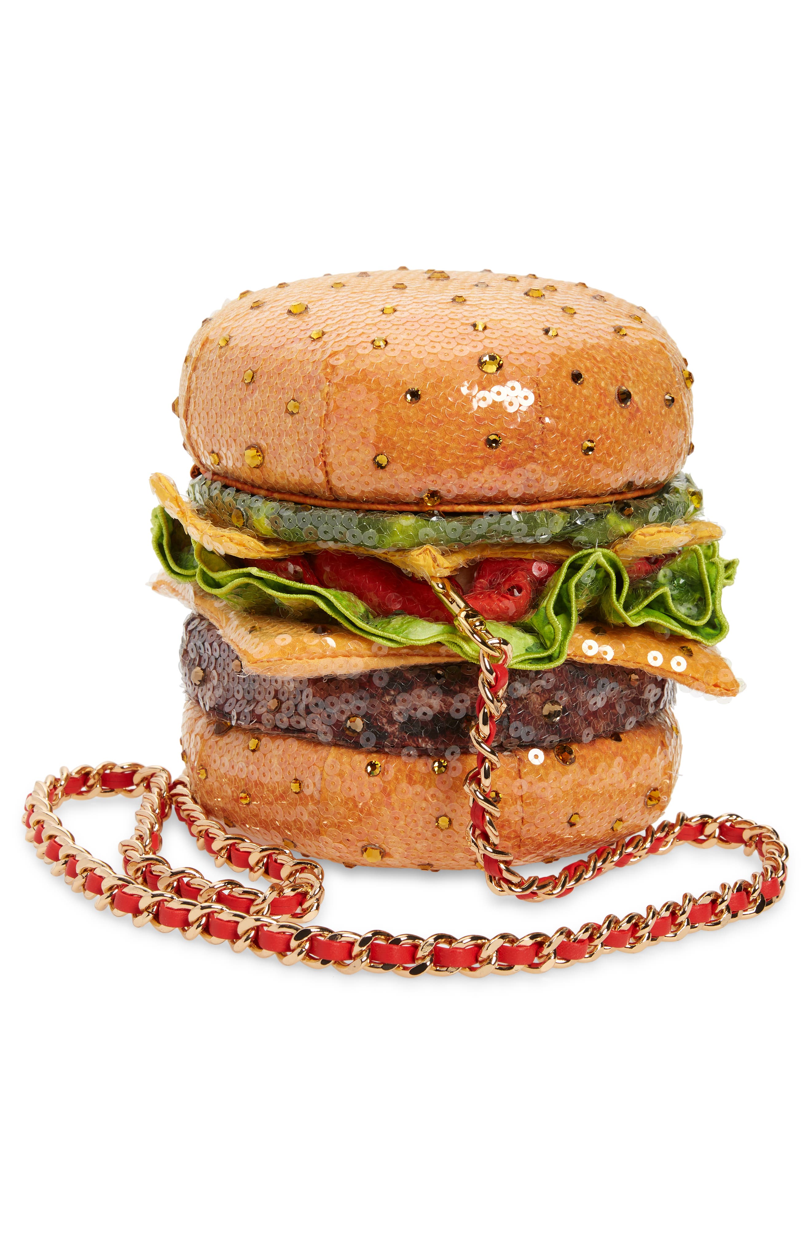 Moschino Diner Group Sequin Cheeseburger Clutch, Alternate, color, 