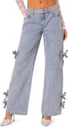 EDIKTED Bows 4 Days Low Rise Wide Leg Cargo Jeans