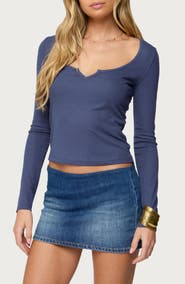 EDIKTED Scoop Neck Long Sleeve T-Shirt