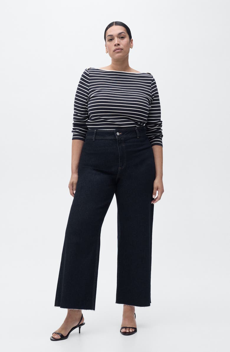 Catherin Frayed High Waist Wide Leg Culotte Jeans