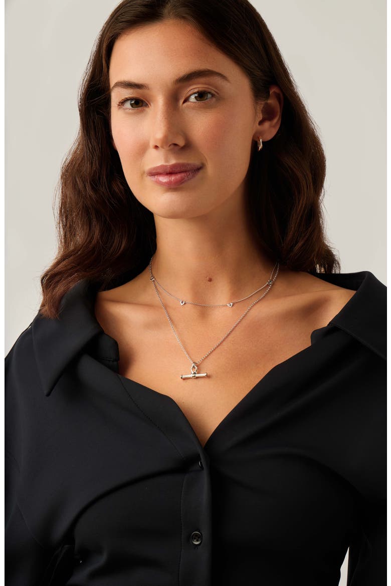 Molten Heart Mini Charm Choker, Alternate, color, SILVER