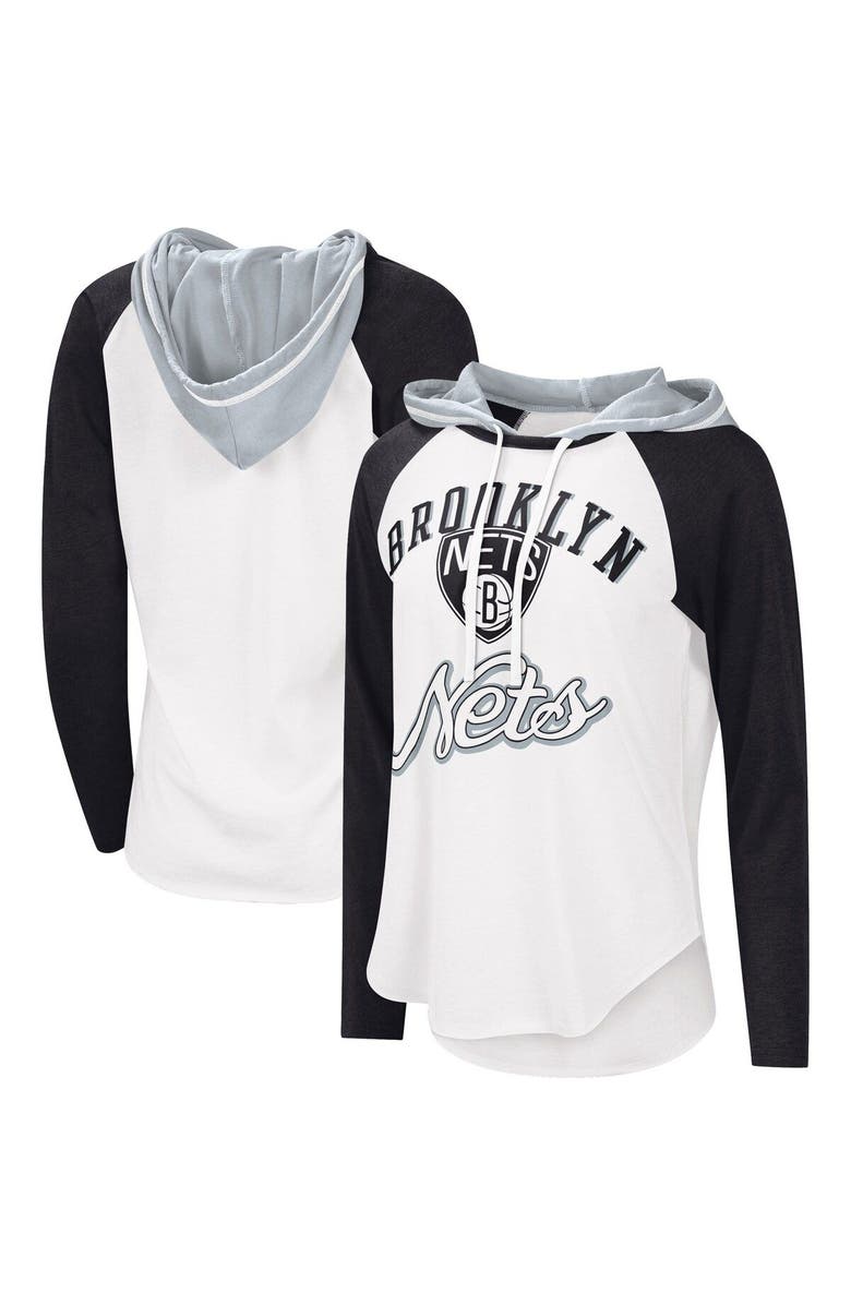 G-III 4HER BY CARL BANKS Women's G-III 4Her by Carl Banks White Brooklyn Nets MVP Raglan Hoodie Long Sleeve T-Shirt, Main, color, White