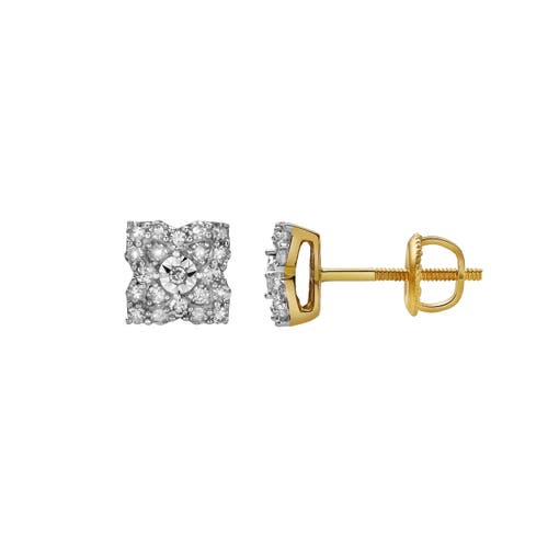 Luvmyjewelry Suave 10k Yellow Gold Diamond Unisex Earrings In 10k Yellow Gold