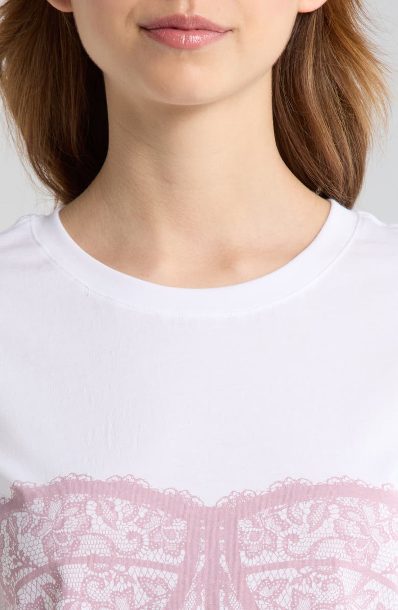 Florence by Mills Corset Graphic Crop Tee, Alternate, color, Bright White/Dawn Pink