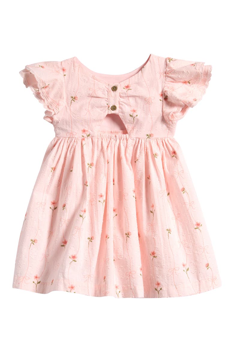 Kids' Floral Embroidered Flutter Sleeve Cotton Sundress, Alternate, color, PINK