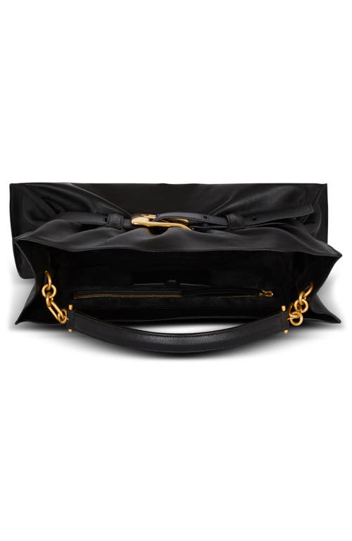 Balmain Anthem Medium Buckle Shoulder Bag In Calfskin In Black