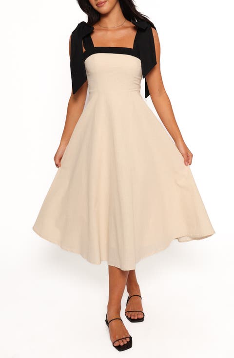 Olinda Contrast Detail Cotton & Linen Midi Sundress