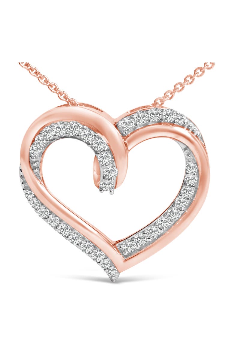 Haus of Brilliance 14K Rose Gold Plated Sterling Silver 1/2 Cttw Diamond Open Heart Pendant Necklace, Alternate, color, White Gold Over Silver