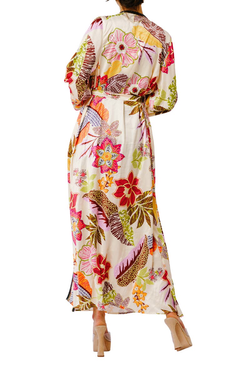 Floral Long Sleeve Maxi Wrap Dress, Alternate, color, CREAM MULTI