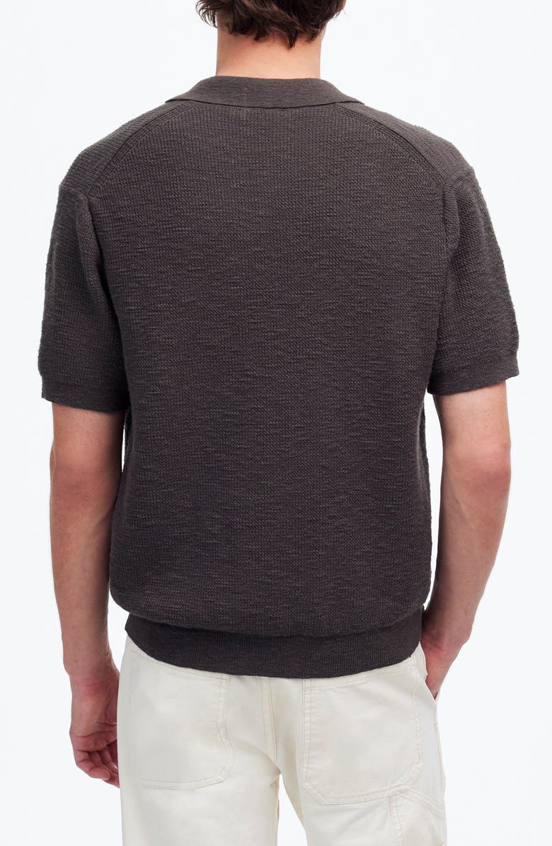 Madewell Johnny Collar Waffle Knit Polo, Alternate, color, Dark Surplus