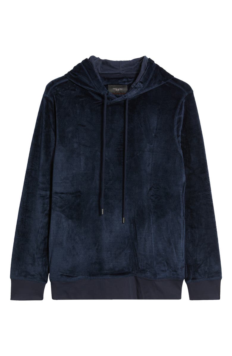 Daniel Buchler Angled Stripe Velour Pajama Hoodie, Alternate, color, Navy