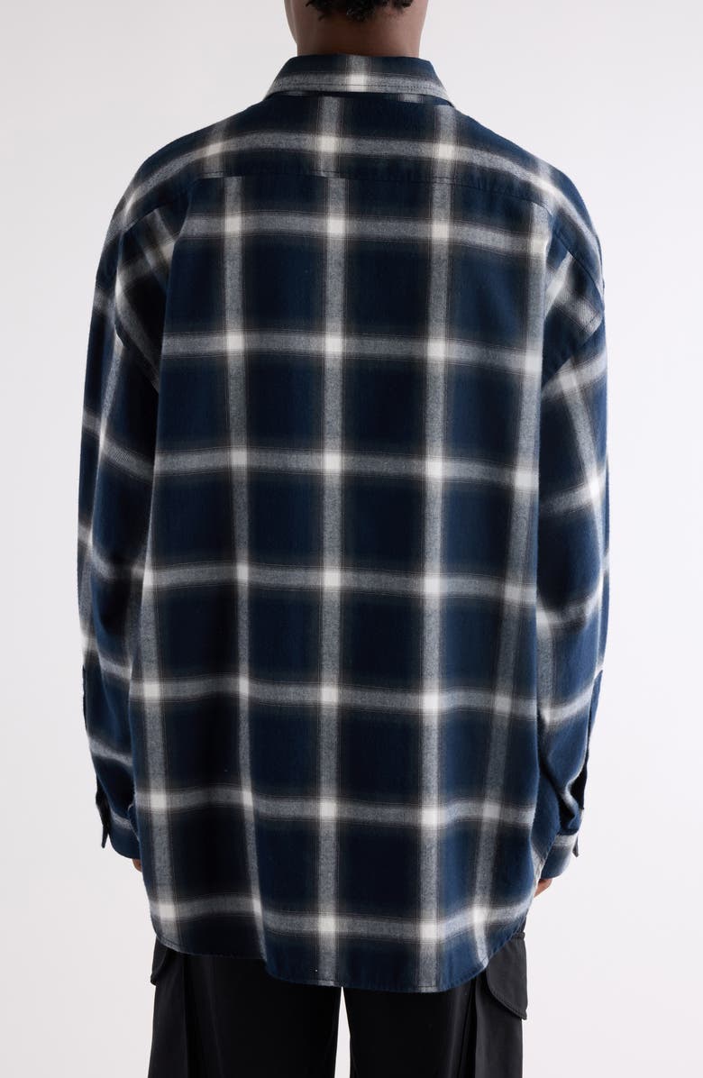 Acne Studios Setar Shadow Check Long Sleeve Flannel Button-Up Shirt, Alternate, color, Navy Multi