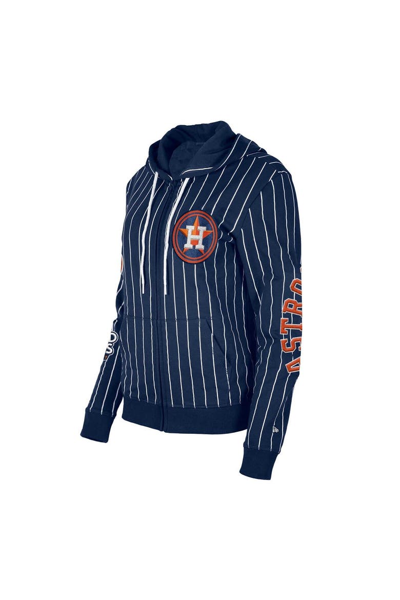 Women's New Era Navy Houston Astros Pinstripe Tri-Blend Full-Zip Hoodie Jacket, Alternate, color, Navy