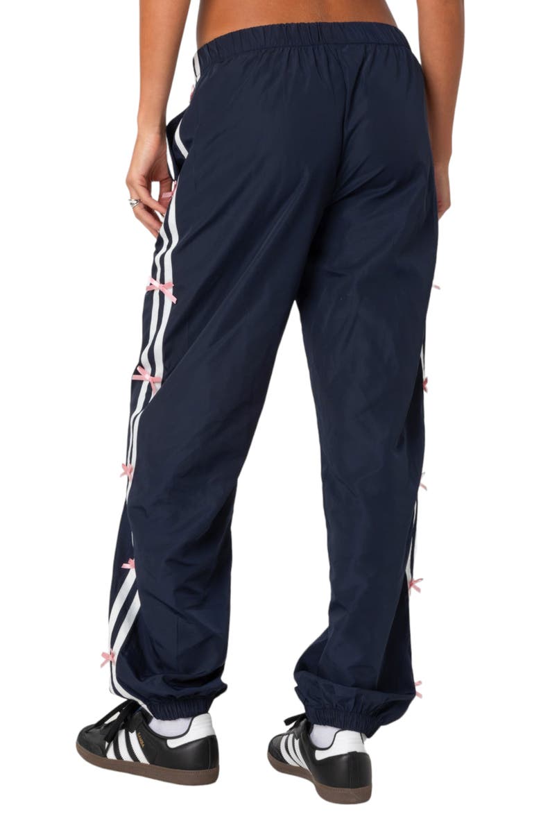 EDIKTED Bow Stripe Track Pants, Alternate, color, Navy