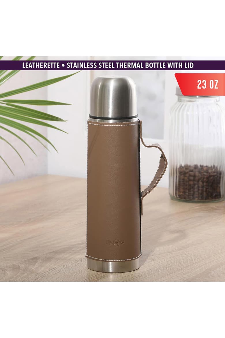 Stainless Steel 23oz Thermal Bottle with Lid, Alternate, color, Brown
