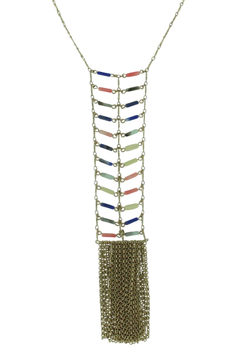 Burnished Gold Plated Resin Statement Necklace, Main, color, GOLD / MULTI