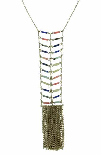 OLIVIA WELLES Burnished Gold Plated Resin Statement Necklace