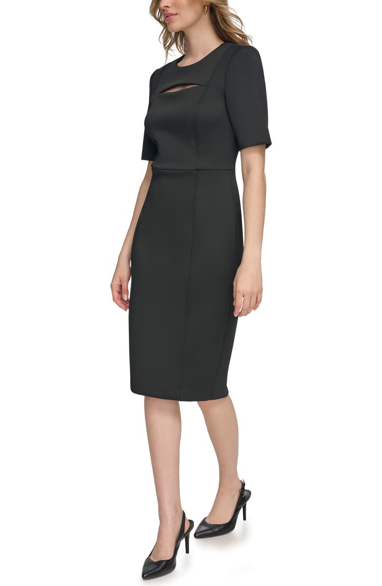 Calvin Klein Cutout Scuba Sheath Dress, Alternate, color, 
