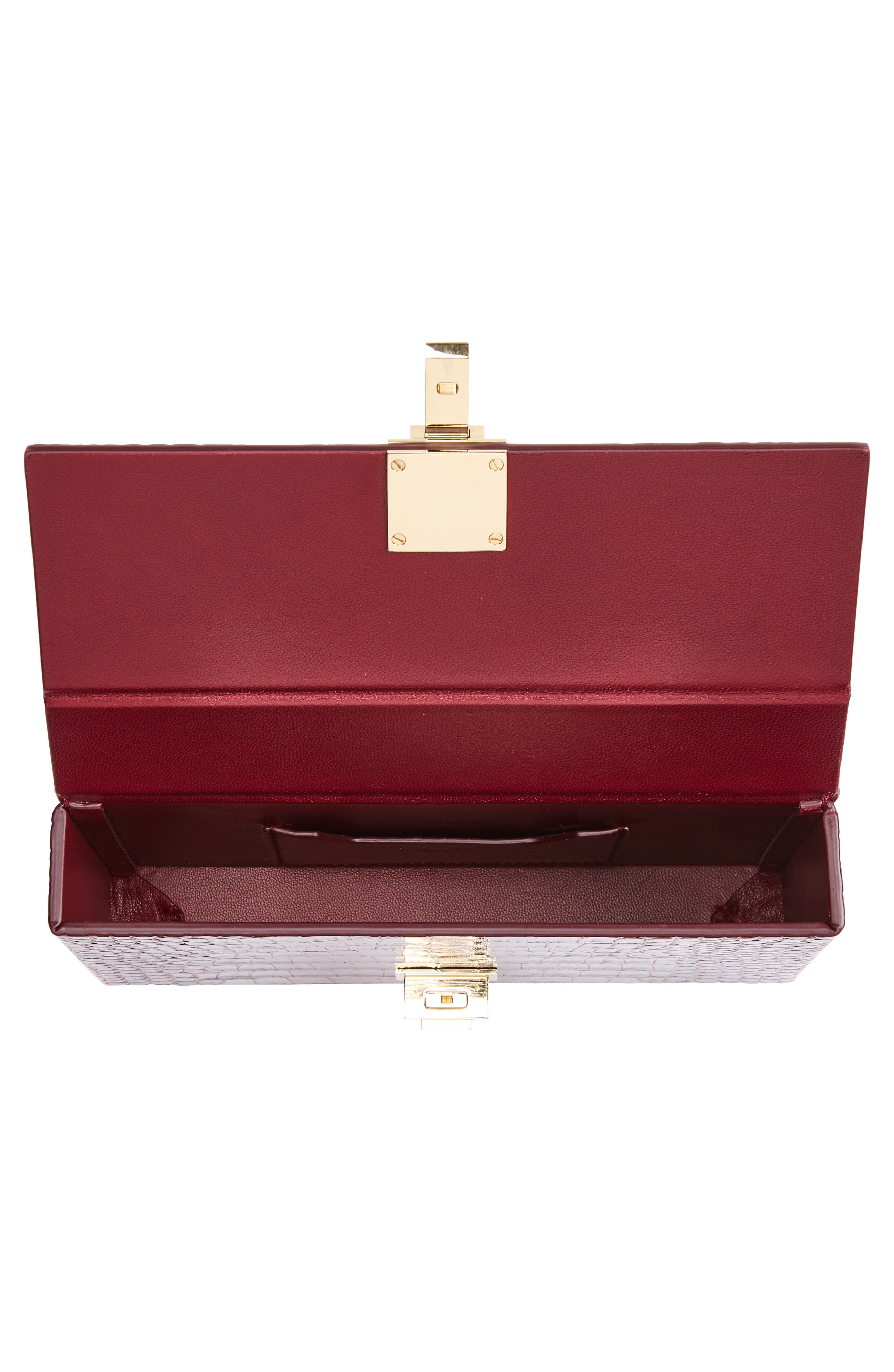 TOM FORD T Latch East/West Croc Embossed Leather Clutch, Alternate, color, Ruby Red