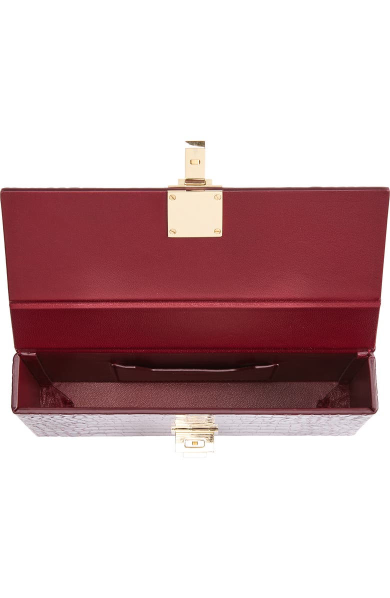 TOM FORD T Latch East/West Croc Embossed Leather Clutch, Alternate, color, Ruby Red