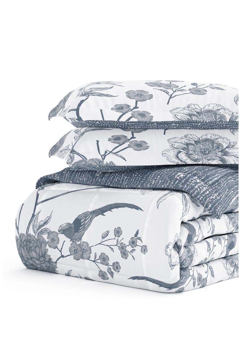HOME SPUN Premium Down Alternative Molly Botanicals Reversible Comforter Set, Alternate, color, LIGHT BLUE