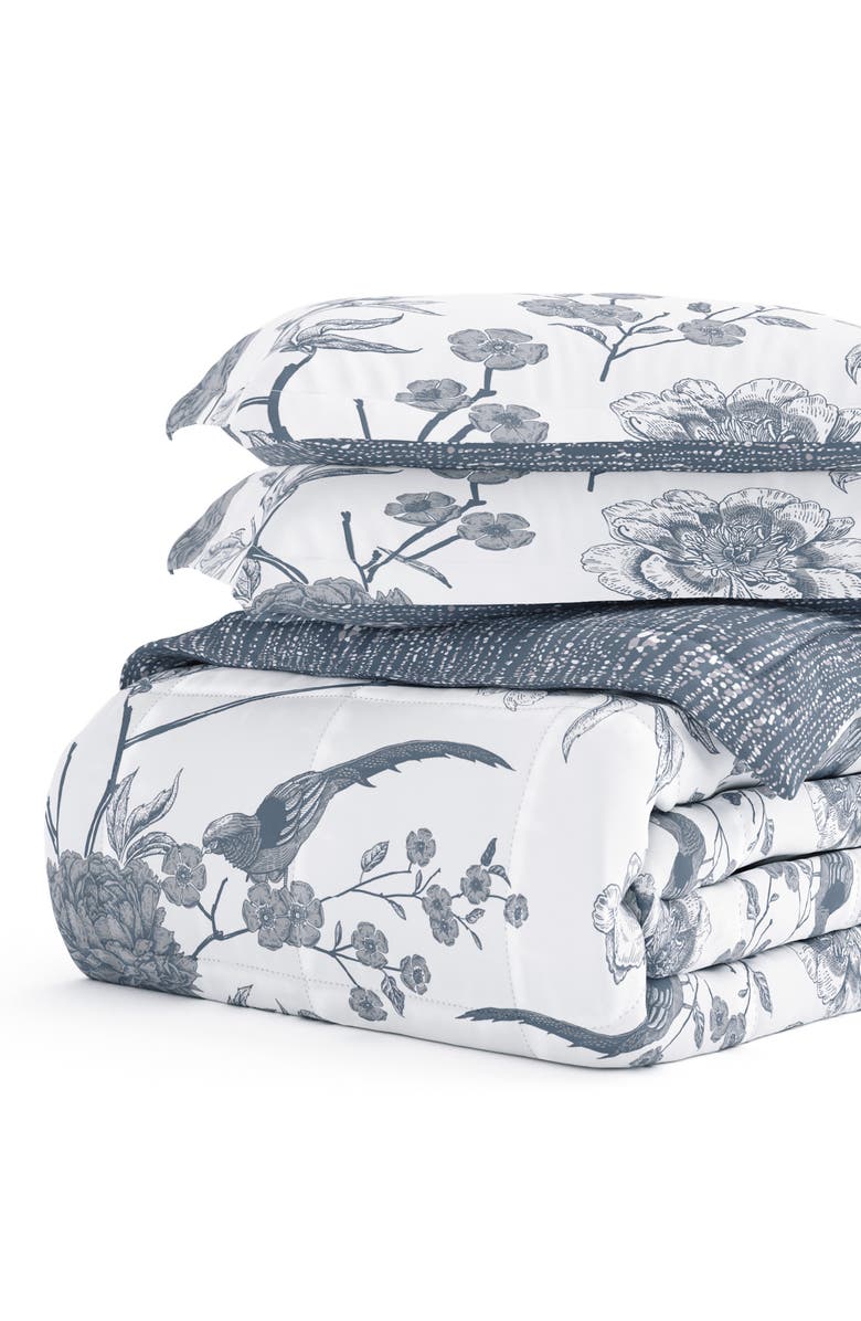 HOMESPUN HOME SPUN Premium Down Alternative Molly Botanicals Reversible Comforter Set, Alternate, color, Light Blue