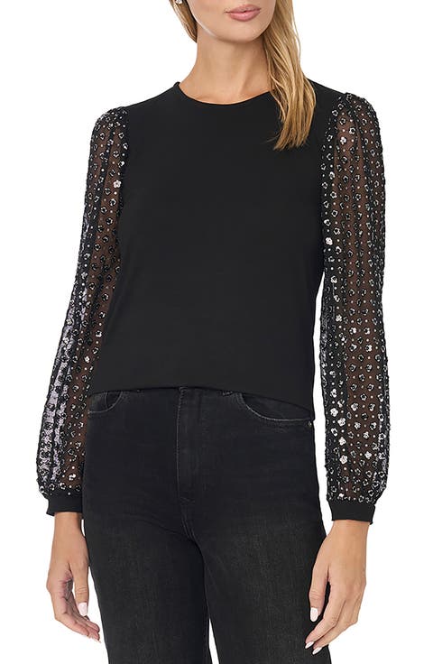 Mixed Media Long Sleeve Top