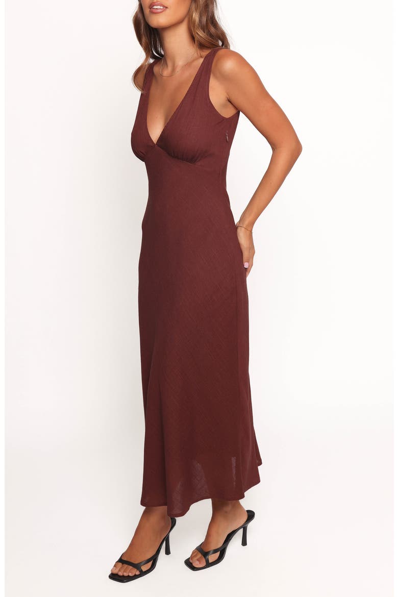 Shyla Deep V-Neck Cotton Dress, Alternate, color, BROWN
