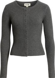 Open Edit Ribbed Crewneck Cardigan
