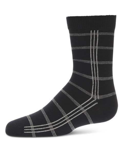 Boxed-Stripe Fine-Gauge Crew Sock (Big Kid)