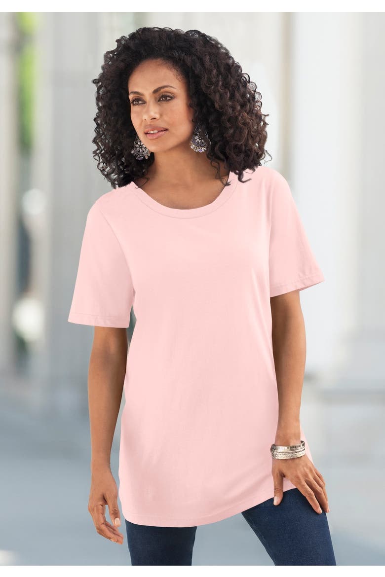 Plus Size Cotton Ultimate Crewneck Tee, Alternate, color, RASPBERRY