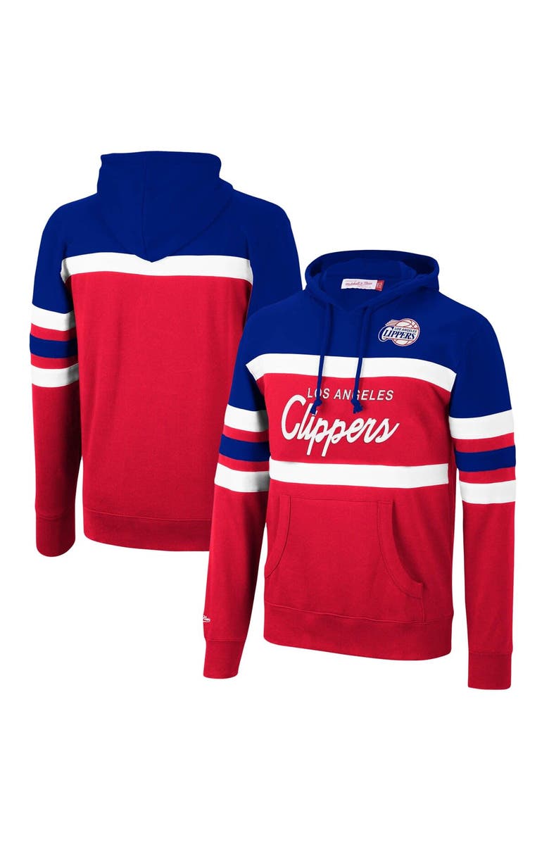 Mitchell & Ness Men's Mitchell & Ness Royal/Red LA Clippers Head Coach Pullover Hoodie, Main, color,