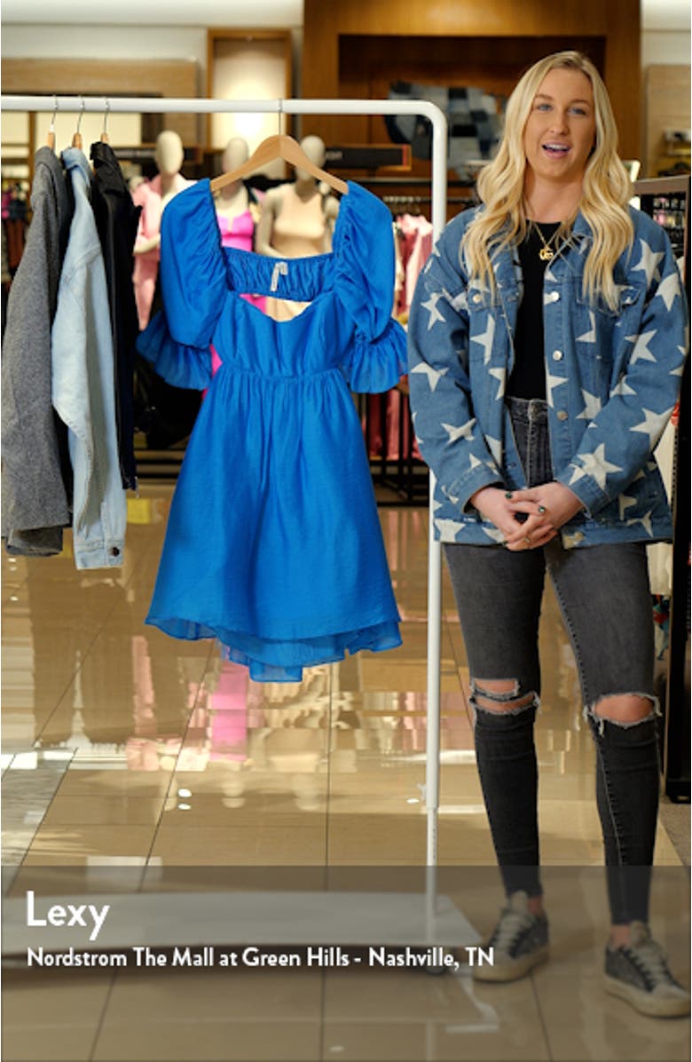 Cutout Puff Sleeve Babydoll Dress, sales video thumbnail