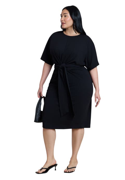 Tie front Flutter Sleeve Midi Sheath Dress